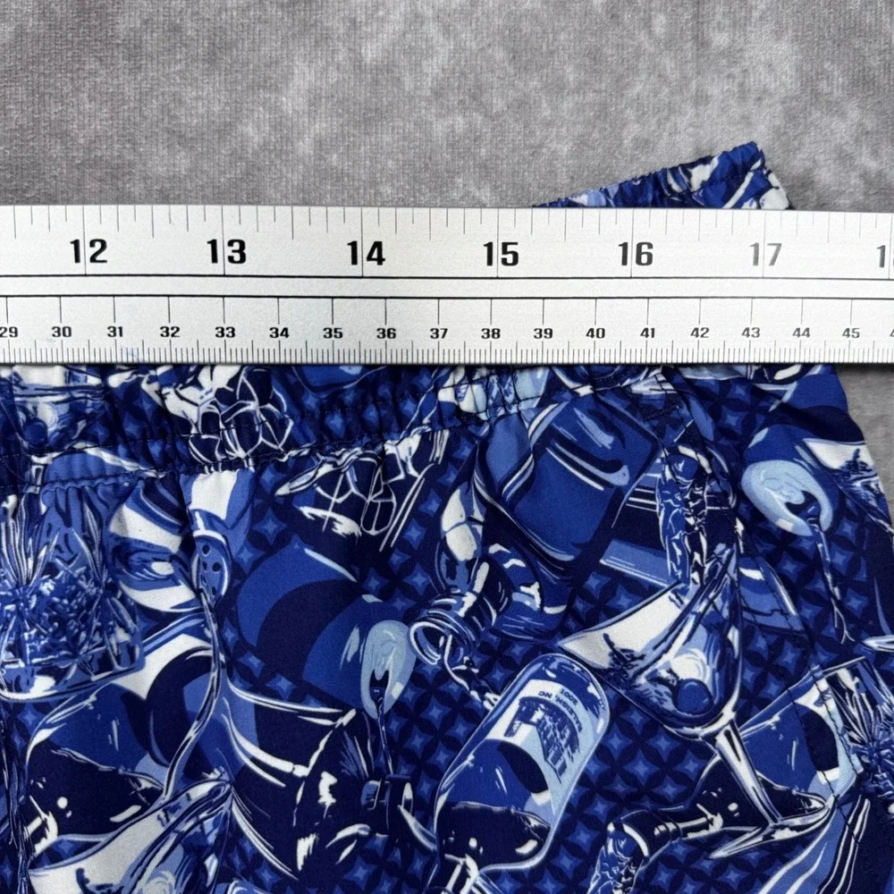 Peter Millar Seaside Mens XL Blue Cocktail Martini Print Swim Trunks Shorts